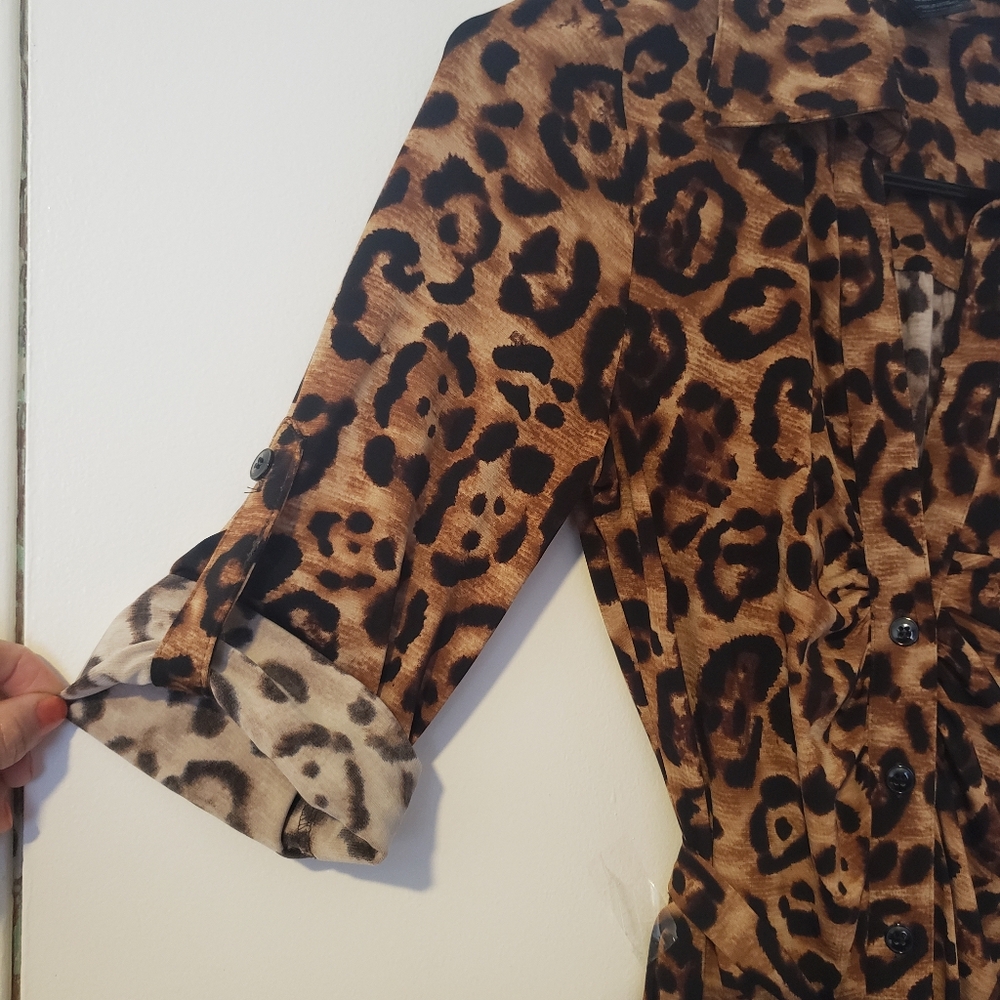 INC International Concepts Leopard Print Midi Shirt Dress size S - Picture 8 of 14
